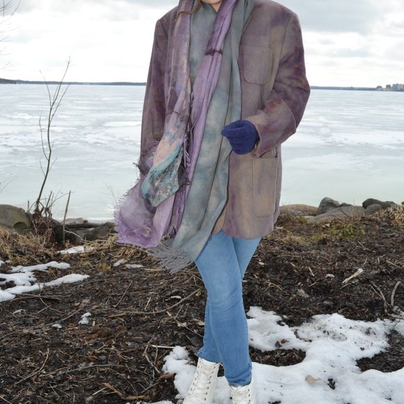 Wool camel Blazer coat Jacket purple 10 12 14 16 XL plus unisex Gray beige - Picture 3 of 15